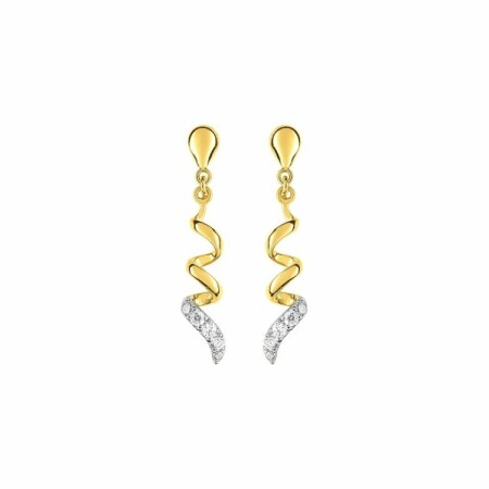 Boucles d'oreilles en or jaune, or blanc et oxyde de zirconium