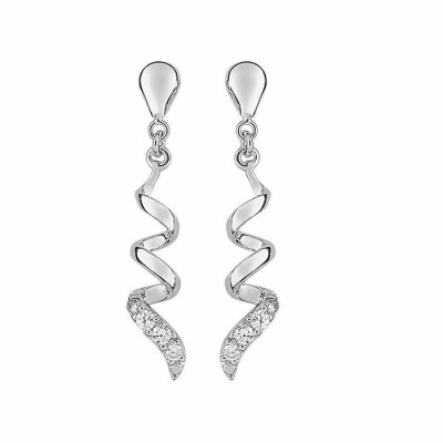 Boucles d'oreilles pendantes en or blanc et oxydes de zirconium