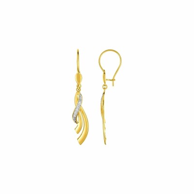 Boucles d'oreilles en or jaune et oxyde de zirconium