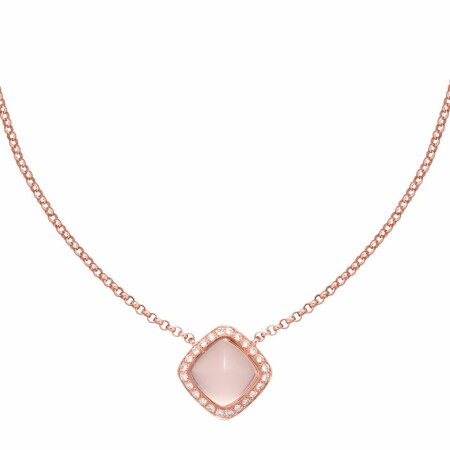 FRED Pain de sucre necklace, rose gold, diamonds, rose quartz