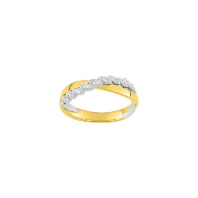 Alliance contemporaine en or jaune, or blanc et diamants