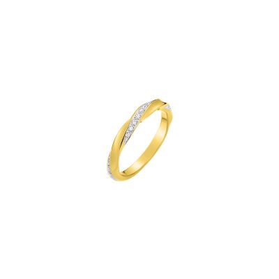 Alliance en or jaune, or blanc et diamants