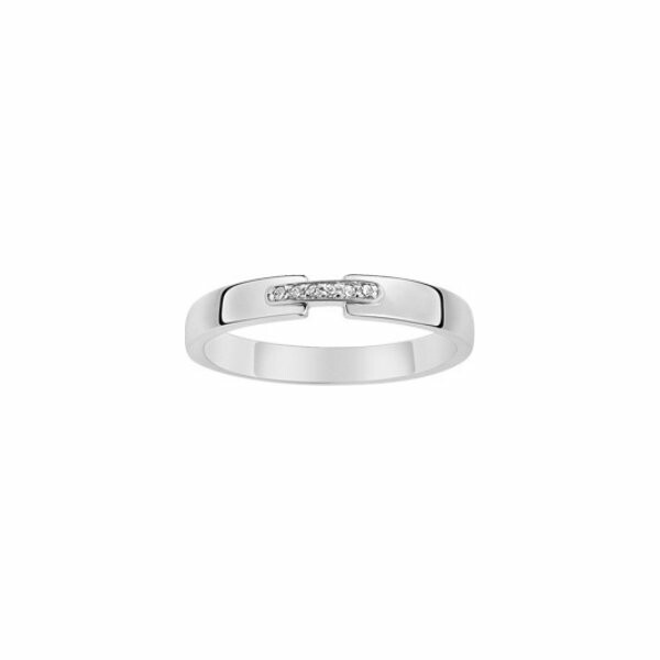 Alliance contemporaine en or blanc et 6 diamants de 0.02ct