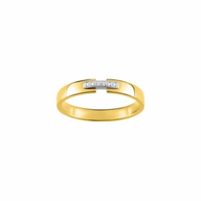 Alliance en or jaune, or blanc et diamants de 0.02ct