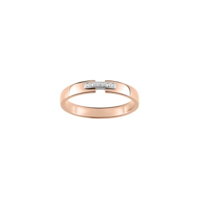 Alliance contemporaine en or rose, or blanc et diamants