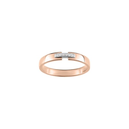 Alliance contemporaine en or rose, or blanc et diamants