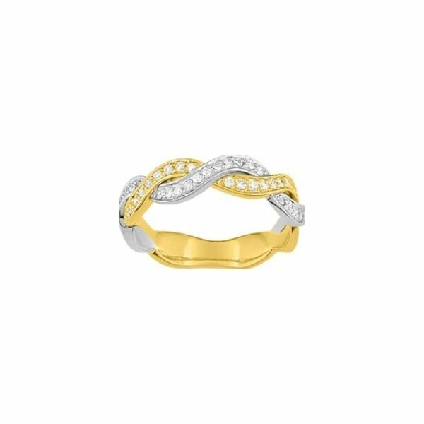 Alliance en or jaune, or blanc et diamants