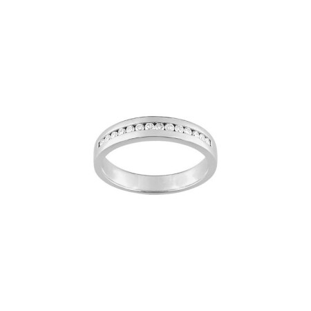 Alliance contemporaine en or blanc et diamants