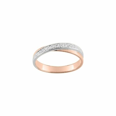 Alliance en or rose, or blanc et diamants de 0.03ct