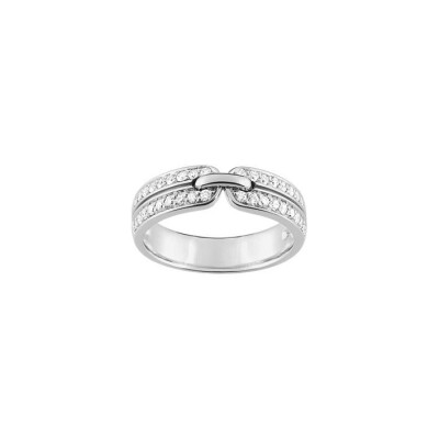 Alliance contemporaine en or blanc et diamants