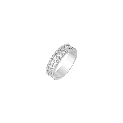 Alliance contemporaine en or blanc et diamants