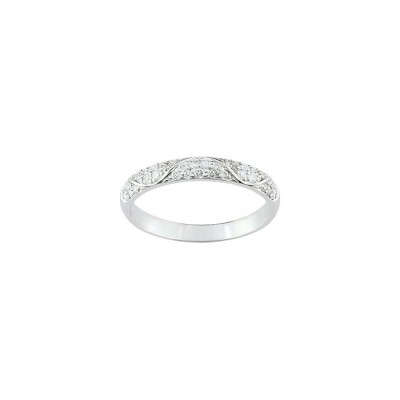 Alliance contemporaine en or blanc et diamants