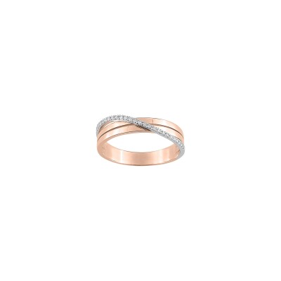 Alliance en or blanc, or rose et diamant 0.075ct