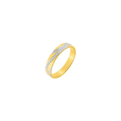 Alliance en or jaune, or blanc et diamants