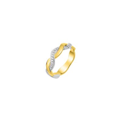 Bague en or jaune, or blanc et diamants