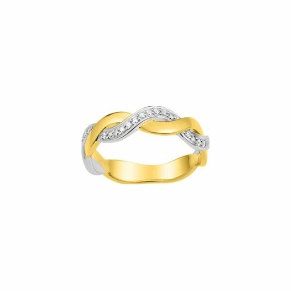 Bague en or jaune, or blanc et diamants