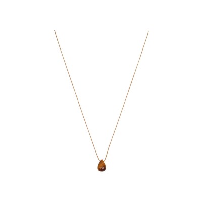 Collier Une A Une Goutte en laiton doré et œil de tigre