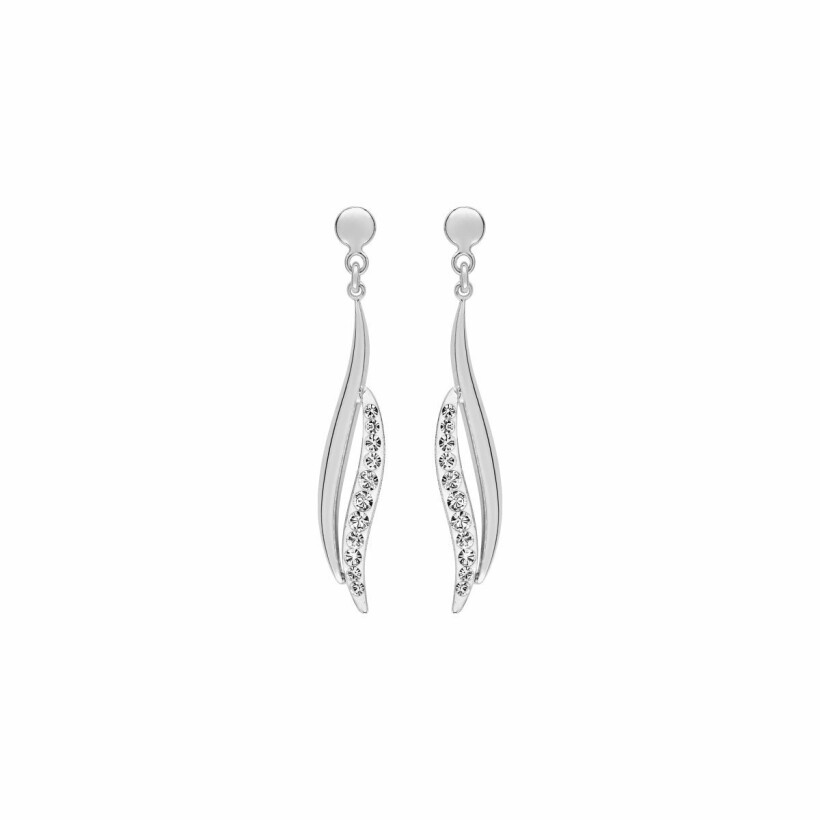 Boucles d'oreilles pendantes en or blanc et cristaux