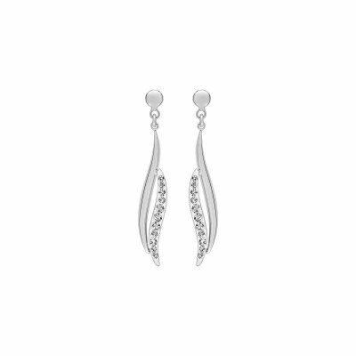 Boucles d'oreilles pendantes en or blanc et cristaux