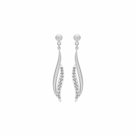 Boucles d'oreilles pendantes en or blanc et cristaux