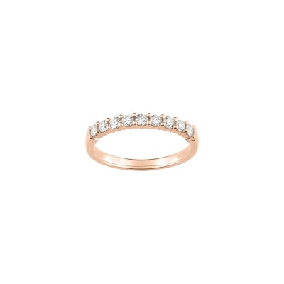Alliance demi-tour en or rose et diamants
