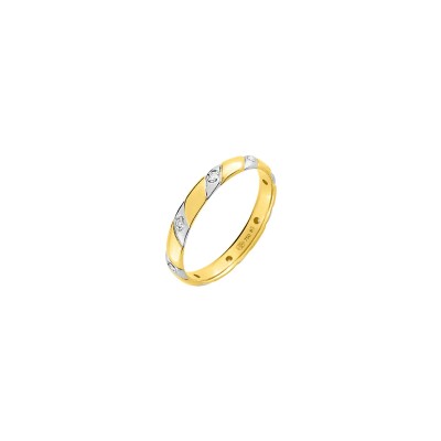 Alliance en or jaune, or blanc