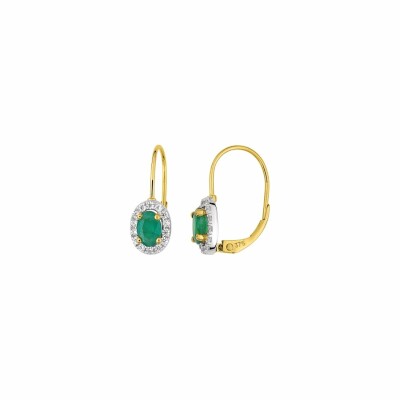 Boucles d'oreilles en or blanc, or jaune et oxydes de zirconium