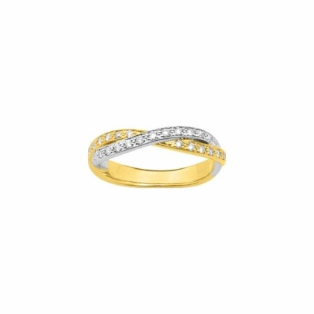 Bague en or jaune, or blanc et diamants de 0.243ct