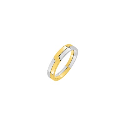 Alliance en or jaune et or blanc