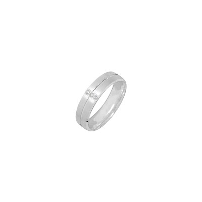 Alliance en or blanc et diamants