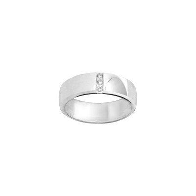 Alliance trilogie en or blanc et diamants