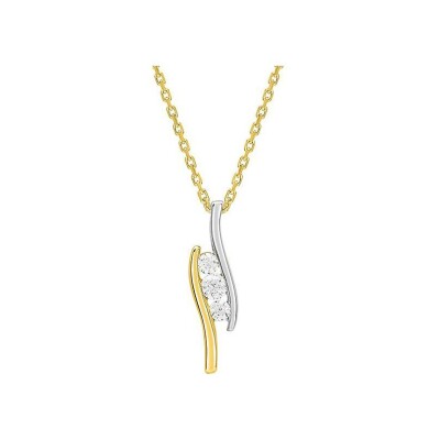 Collier en or jaune, or blanc et diamant 0.15ct
