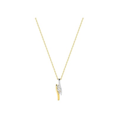 Collier en or jaune et oxyde de zirconium, taille 42cm