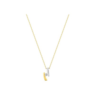 Collier en or jaune, or blanc et oxyde de zirconium, taille 42cm