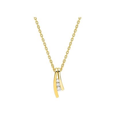 Collier en or jaune, or blanc et diamant 0.05ct