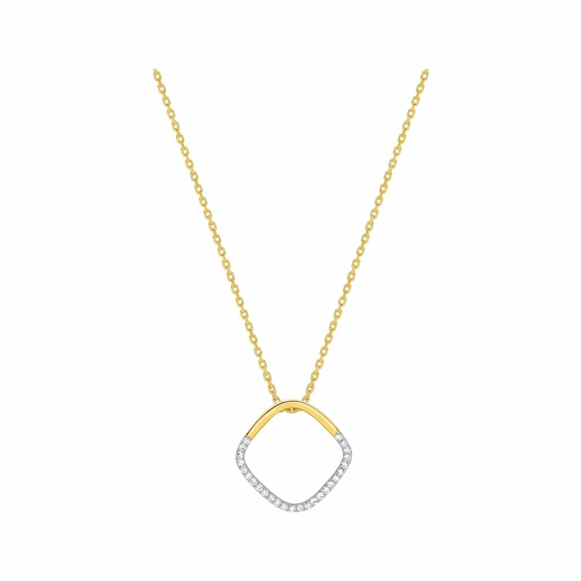 Collier en or jaune, rhodium et diamants 0.11ct