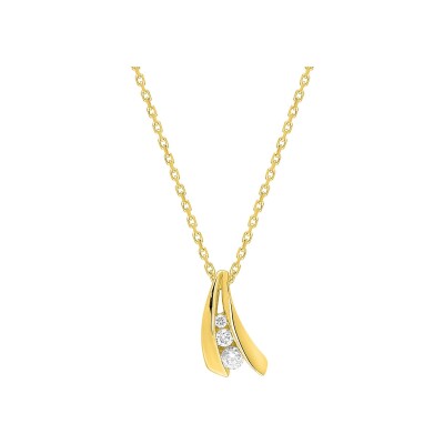 Collier en or jaune et diamant 0.08ct, taille 42cm