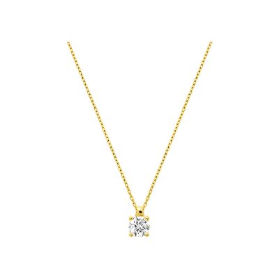 Pendentif en or jaune et oxyde de zirconium, taille 42cm