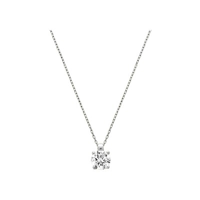 Pendentif en or blanc et oxyde de zirconium, taille 42cm