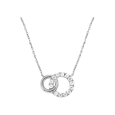 Collier en or blanc et oxyde de zirconium, taille 42cm