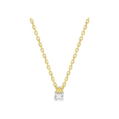 Collier en or jaune, or blanc et diamant 0.04ct