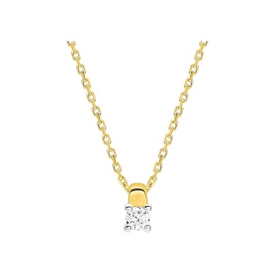 Collier en or jaune, or blanc et diamant 0.08ct