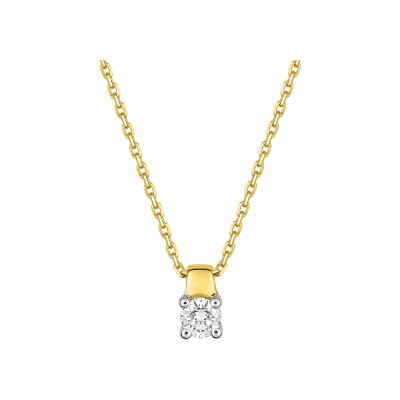 Collier en or jaune, or blanc et diamant 0.14ct