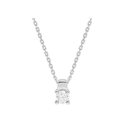 Collier en or blanc et diamant 0.18ct, taille 42cm