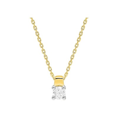 Collier en or jaune, or blanc et diamant 0.18ct
