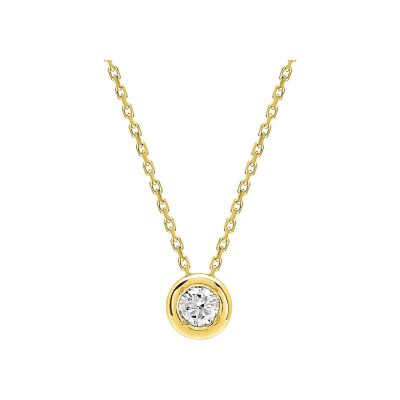 Collier en or jaune et diamant 0.14ct, taille 42cm