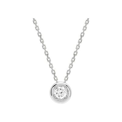 Collier en or blanc et diamant 0.14ct, taille 42cm