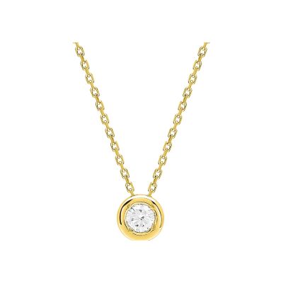 Collier en or jaune et diamant 0.14ct, taille 42cm