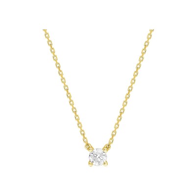Collier solitaire en or jaune et diamant 0.20ct