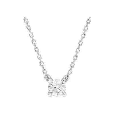 Collier solitaire en or blanc et diamant 0.20ct
